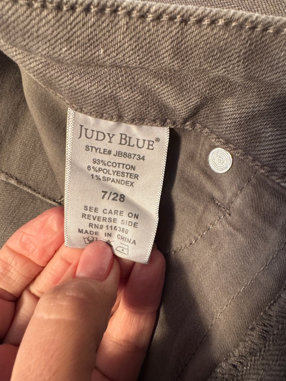 Judy Blue Washed Olive Green/Gray High-Rise Straight Jeans - Picture 3 of 7